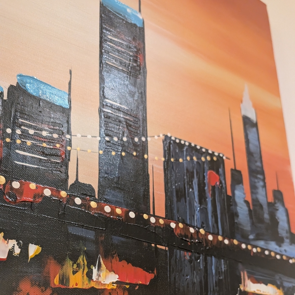 Large Abstract NYC Skyline Triptych - 3 Panel Canvas Wall Art 48x32 - New York - Picture 13 of 14